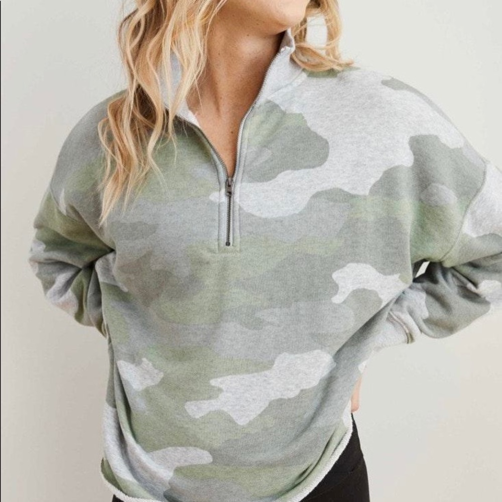 Aerie Camo Sunday Soft Quarter Zip Sweatshirt